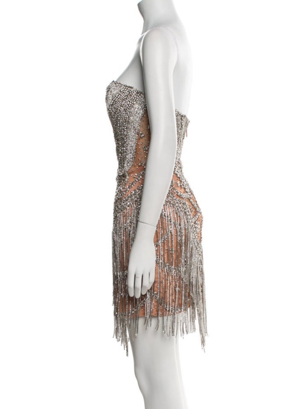 Portia and Scarlett Strapless Mini Dress with Silver Beaded Fringe - Picture 3 of 16